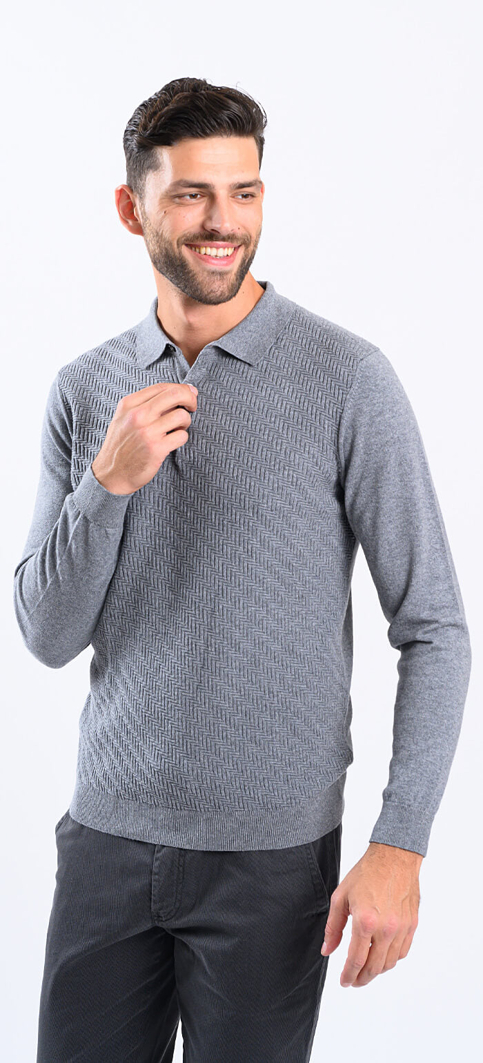 Dark gray knitted polo shirt