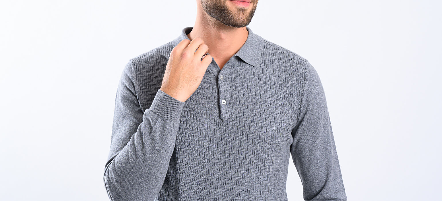 Dark gray knitted polo shirt