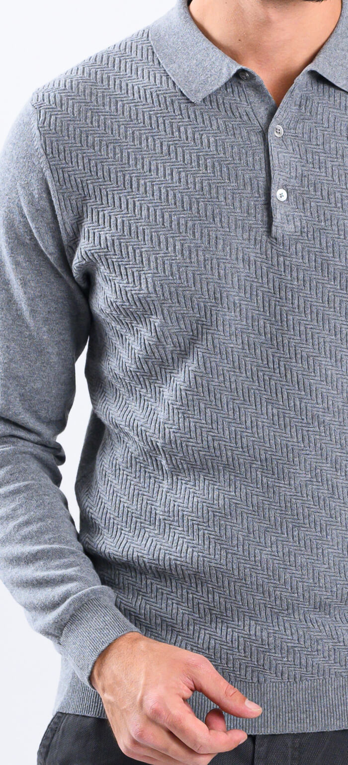 Dark gray knitted polo shirt