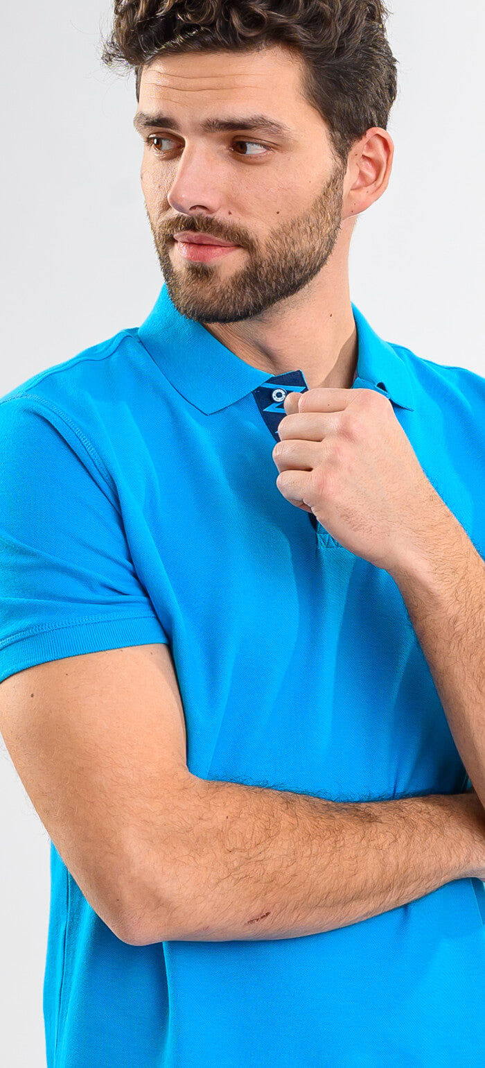 Turquoise cotton polo shirt