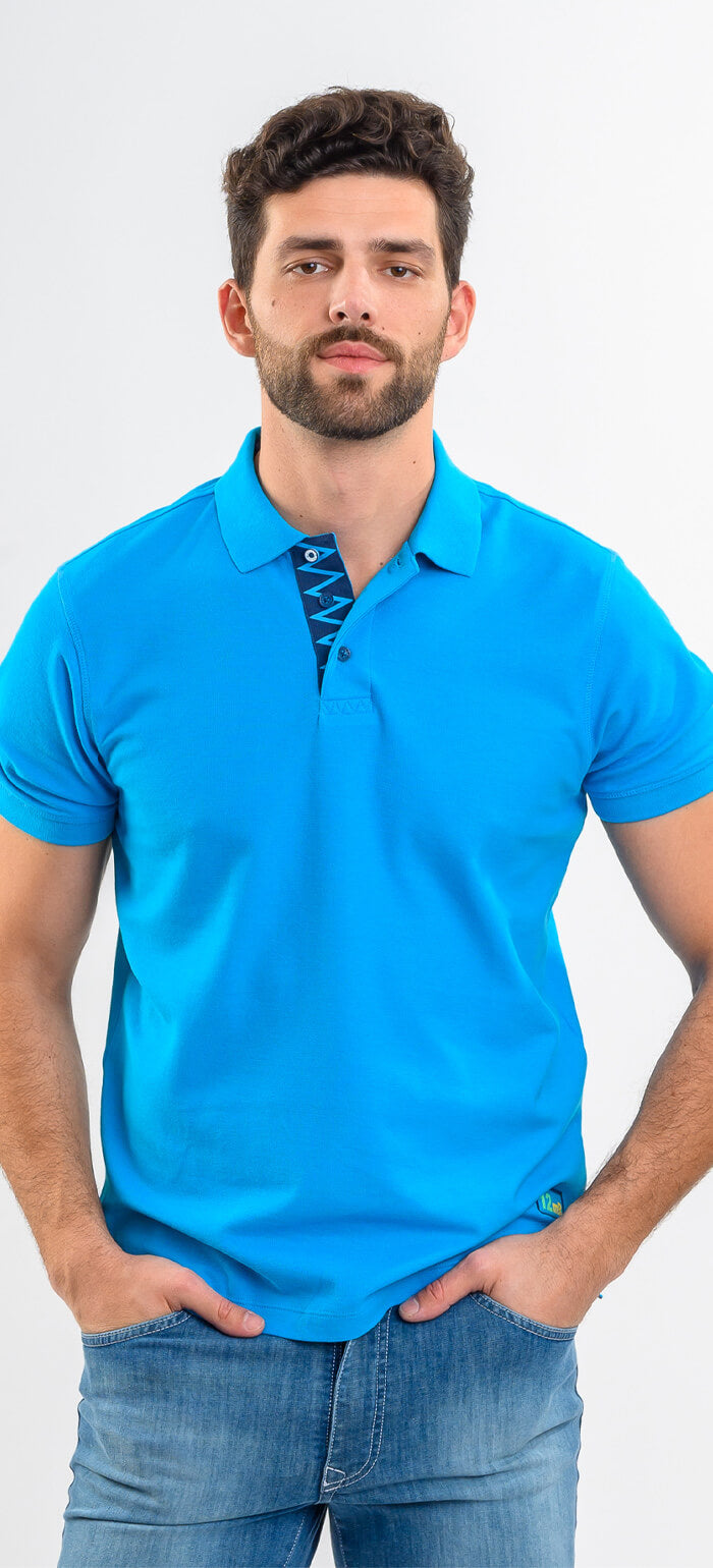 Turquoise cotton polo shirt