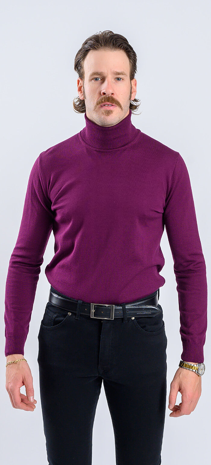 Burgundy cotton turtleneck