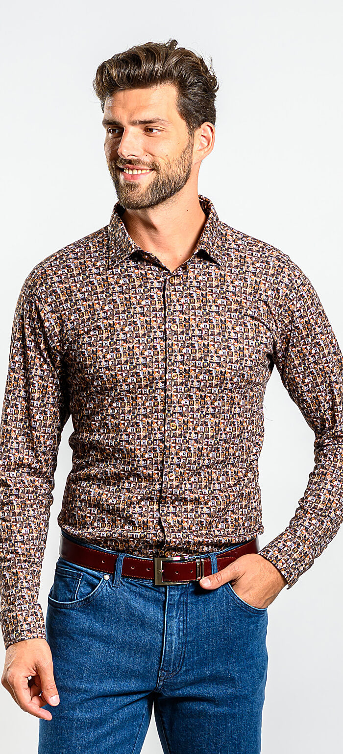 Distinctive stretch Extra Slim Fit shirt with anti-wrinkle finish
