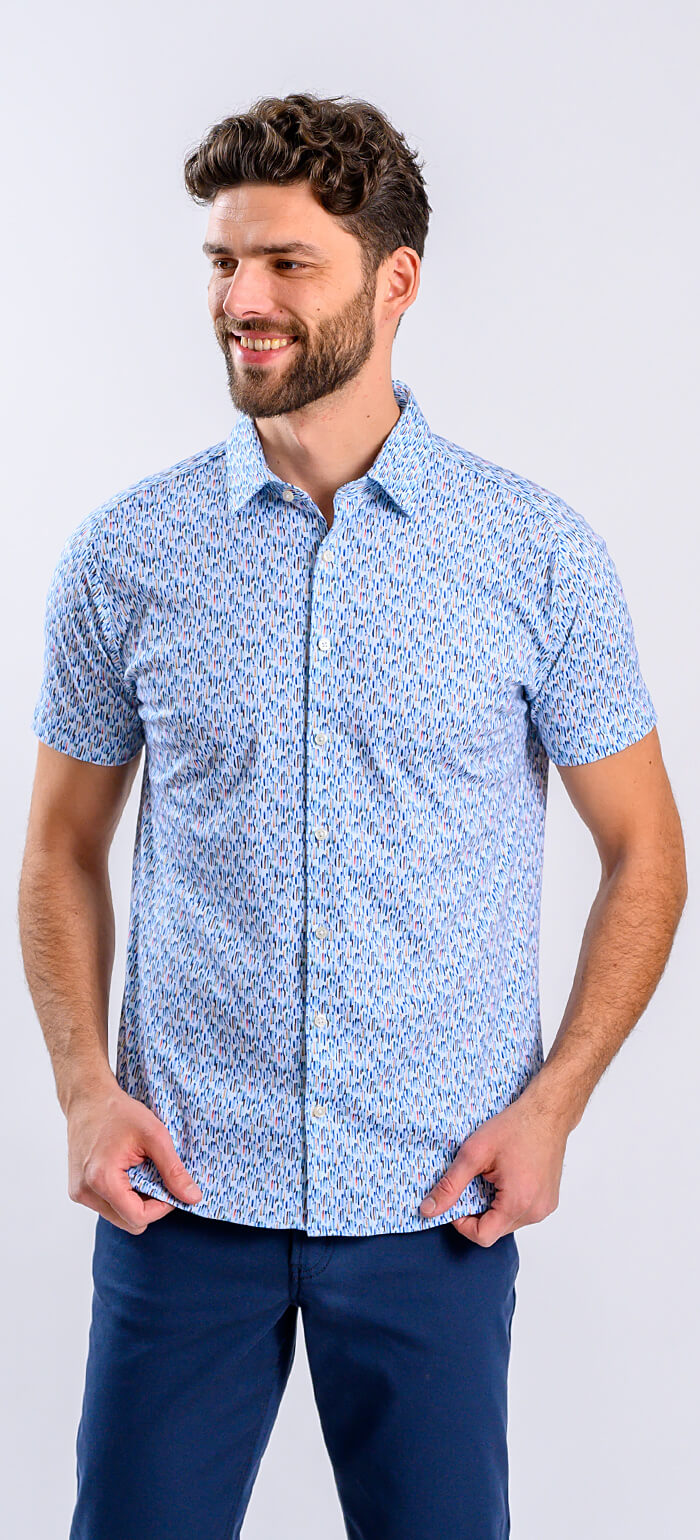 Patterned Stretch Extra Slim Fit Short Sleeve Shirt