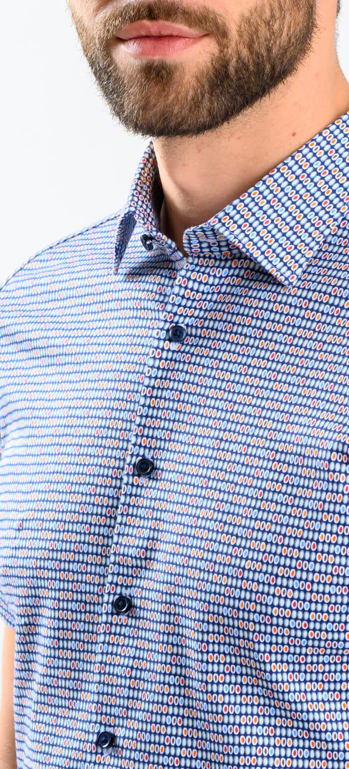 Patterned Stretch Extra Slim Fit Short Sleeve Shirt