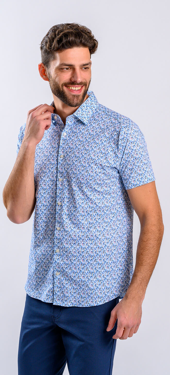 Patterned Stretch Extra Slim Fit Short Sleeve Shirt