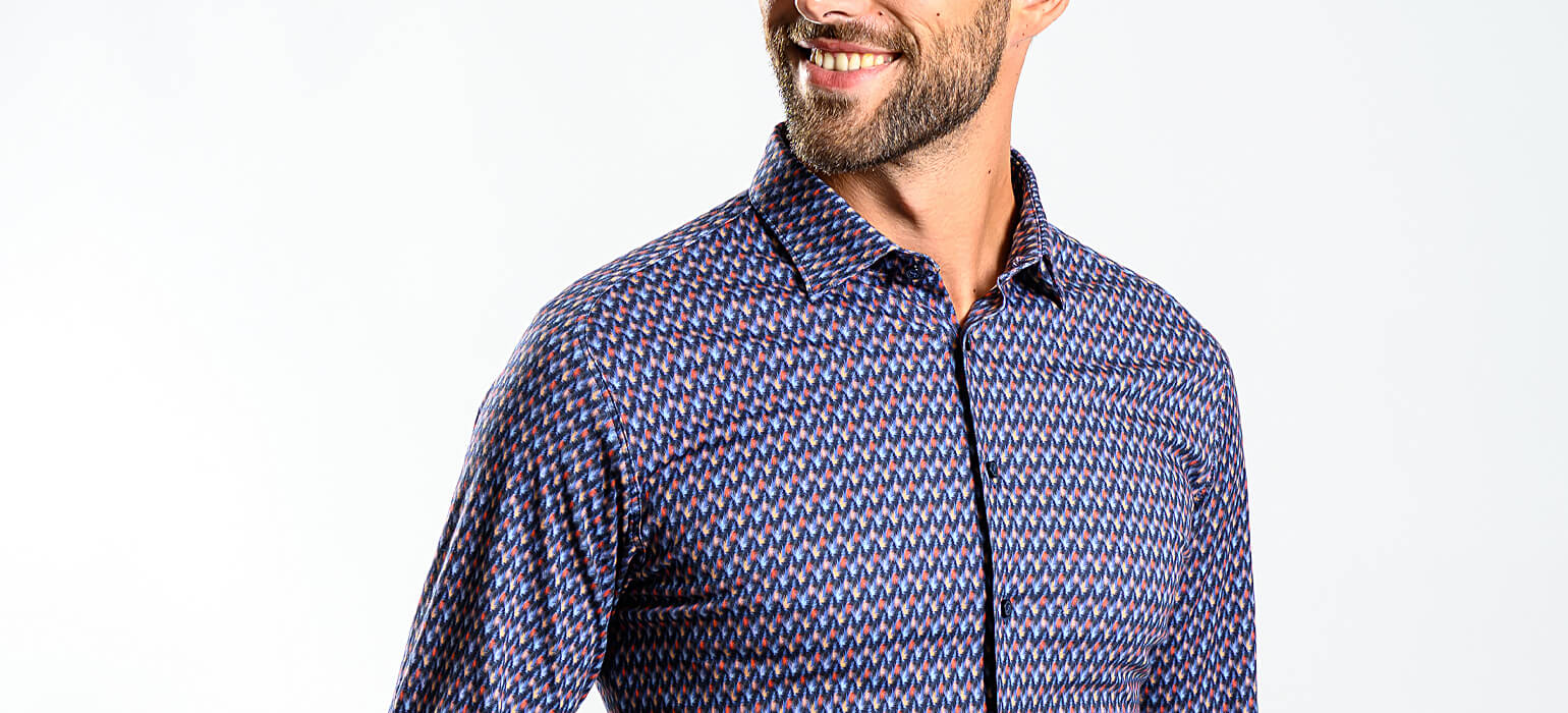 Patterned stretch Extra Slim Fit shirt with anti-wrinkle treatment