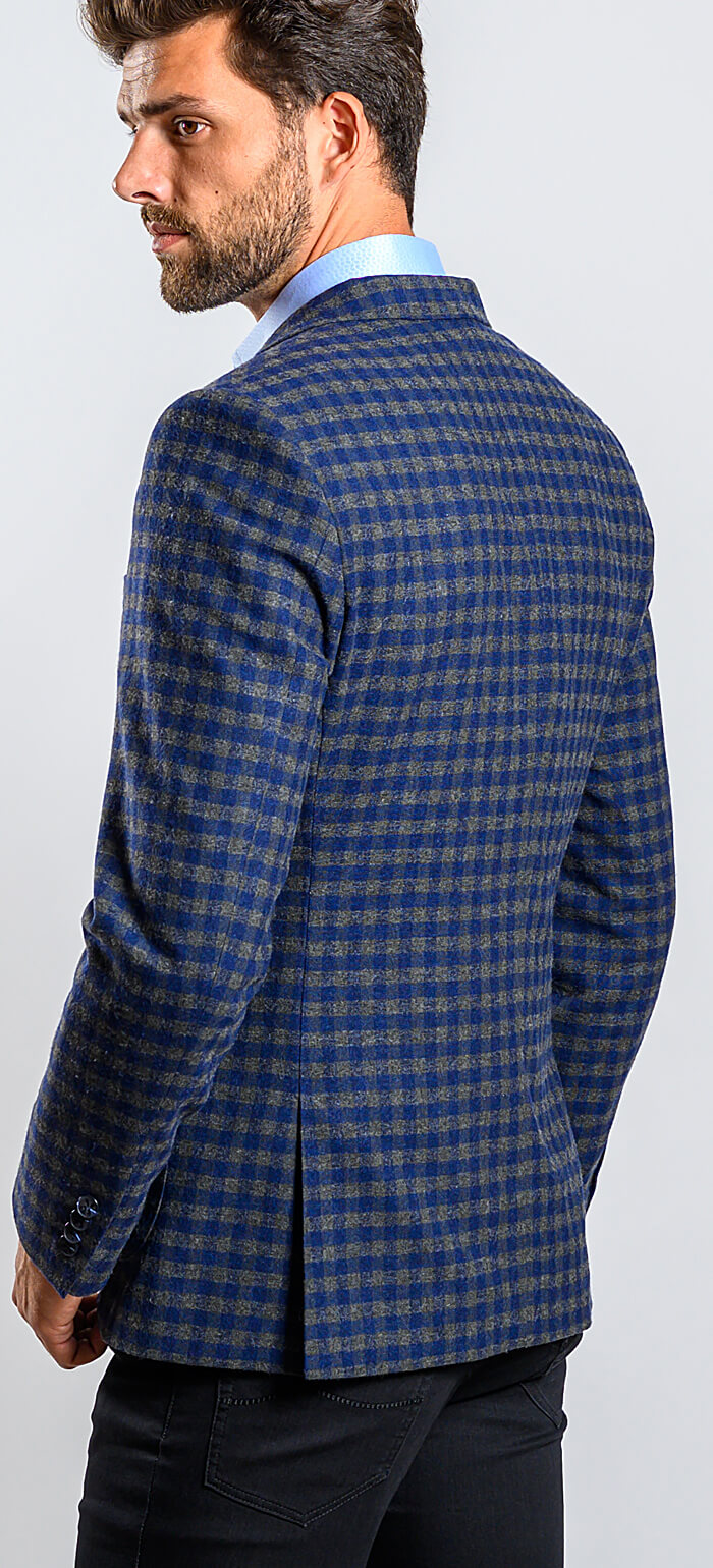 Green-blue checked jacket