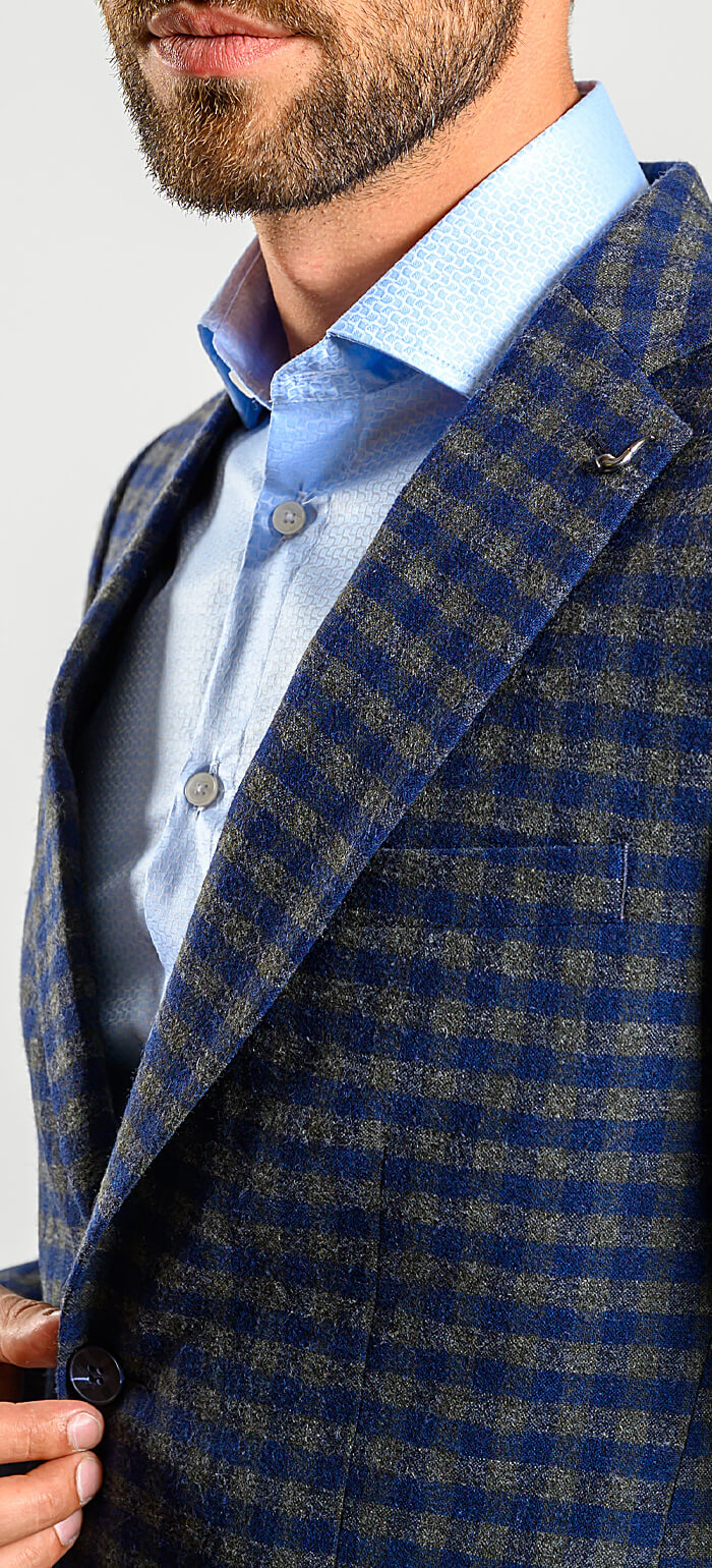 Green-blue checked jacket