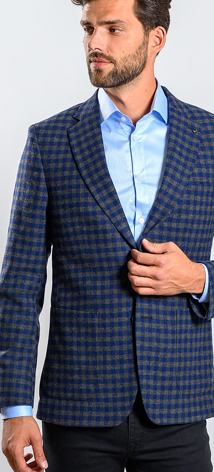 Green-blue checked jacket