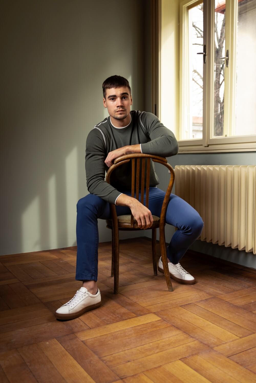 Green cotton sweater