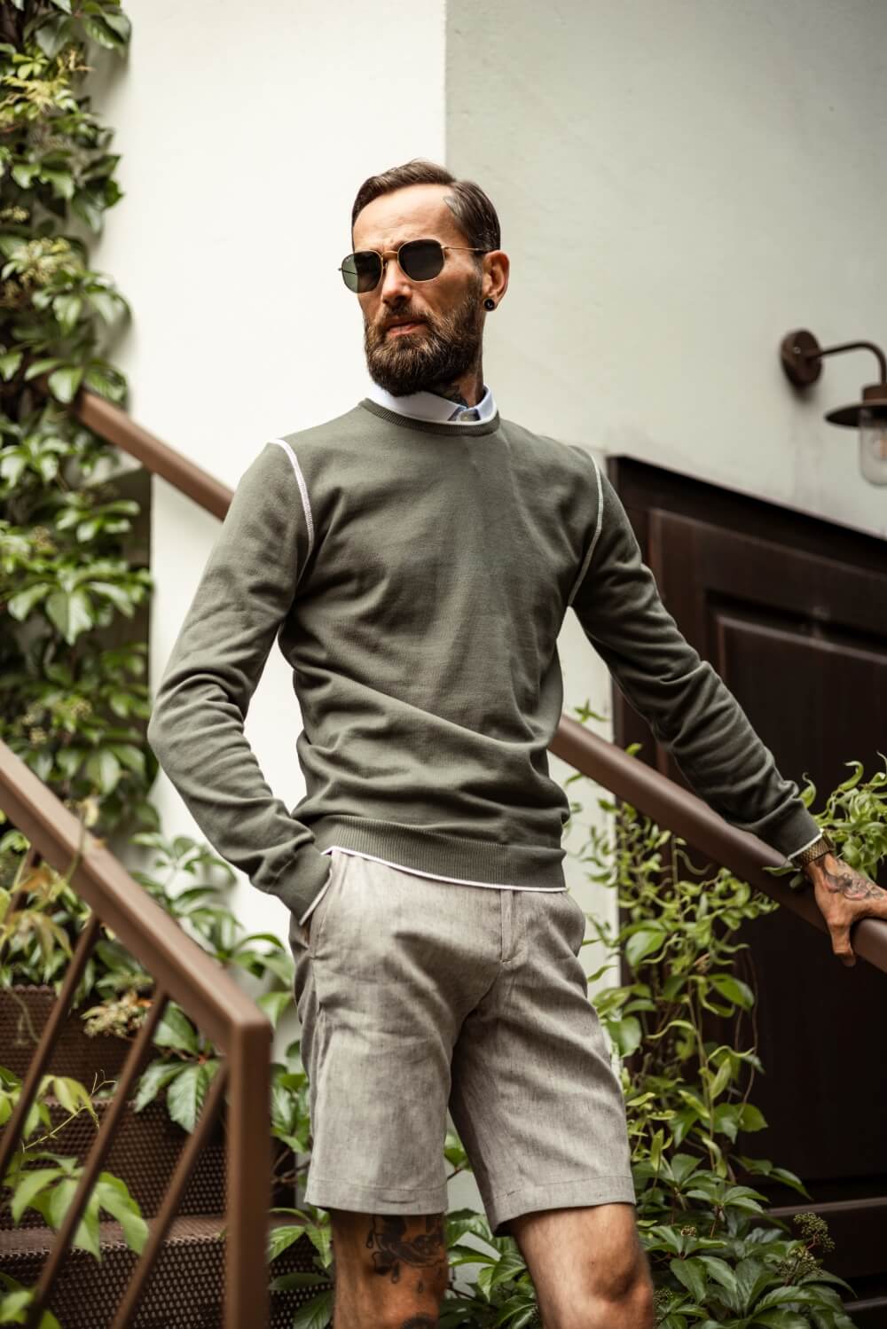 Green cotton sweater