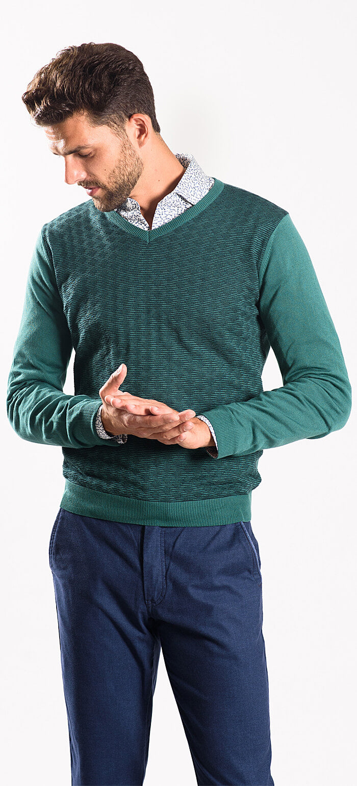 Green cotton sweater