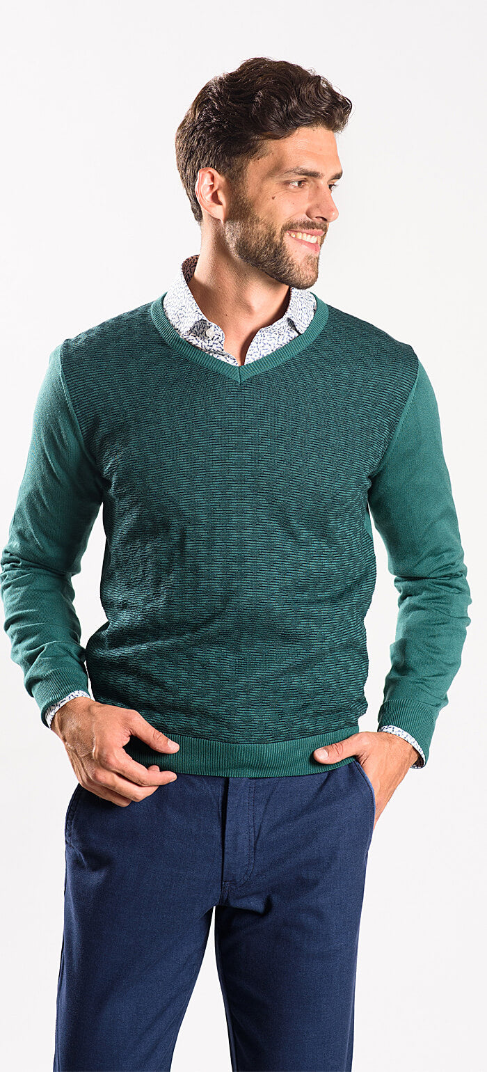 Green cotton sweater