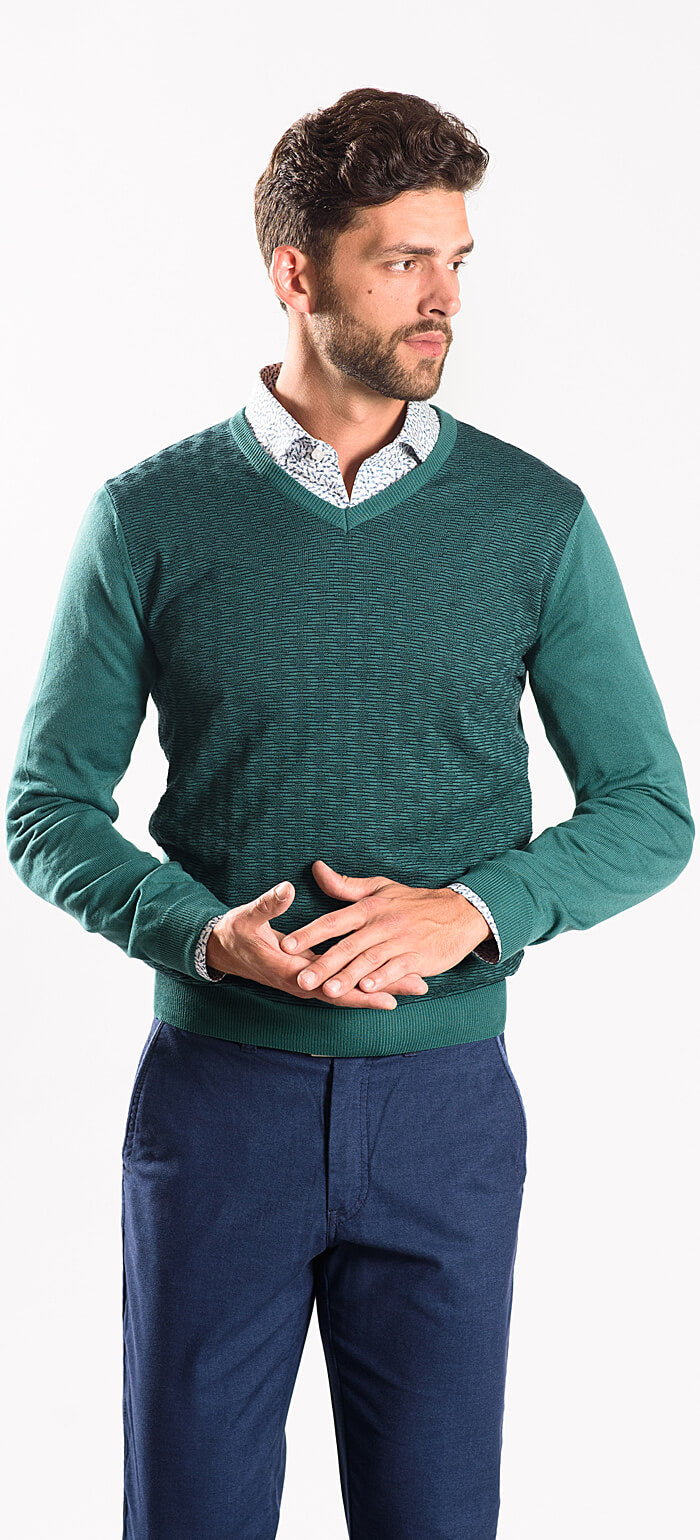 Green cotton sweater