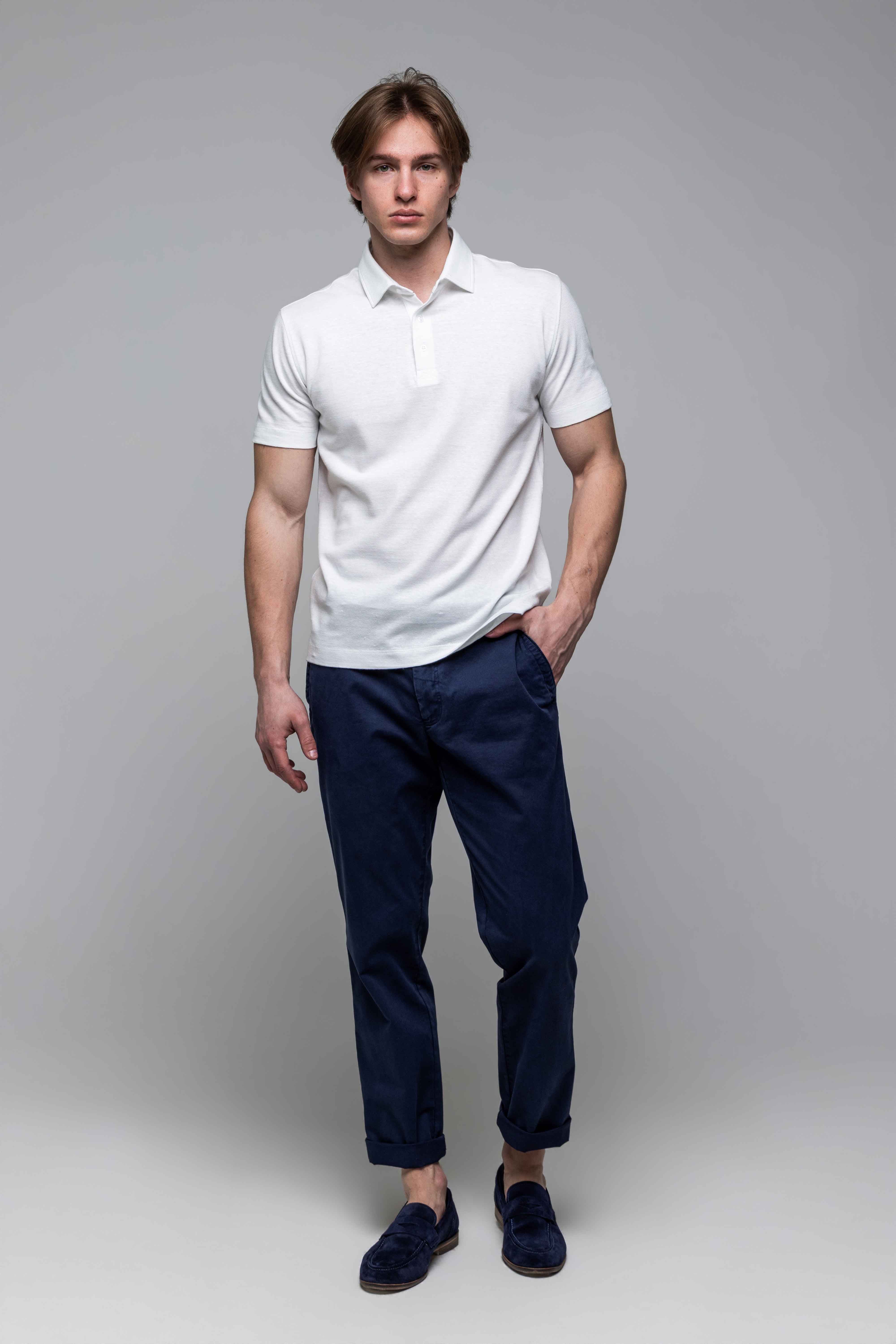 Biela polokošeľa s ľanom