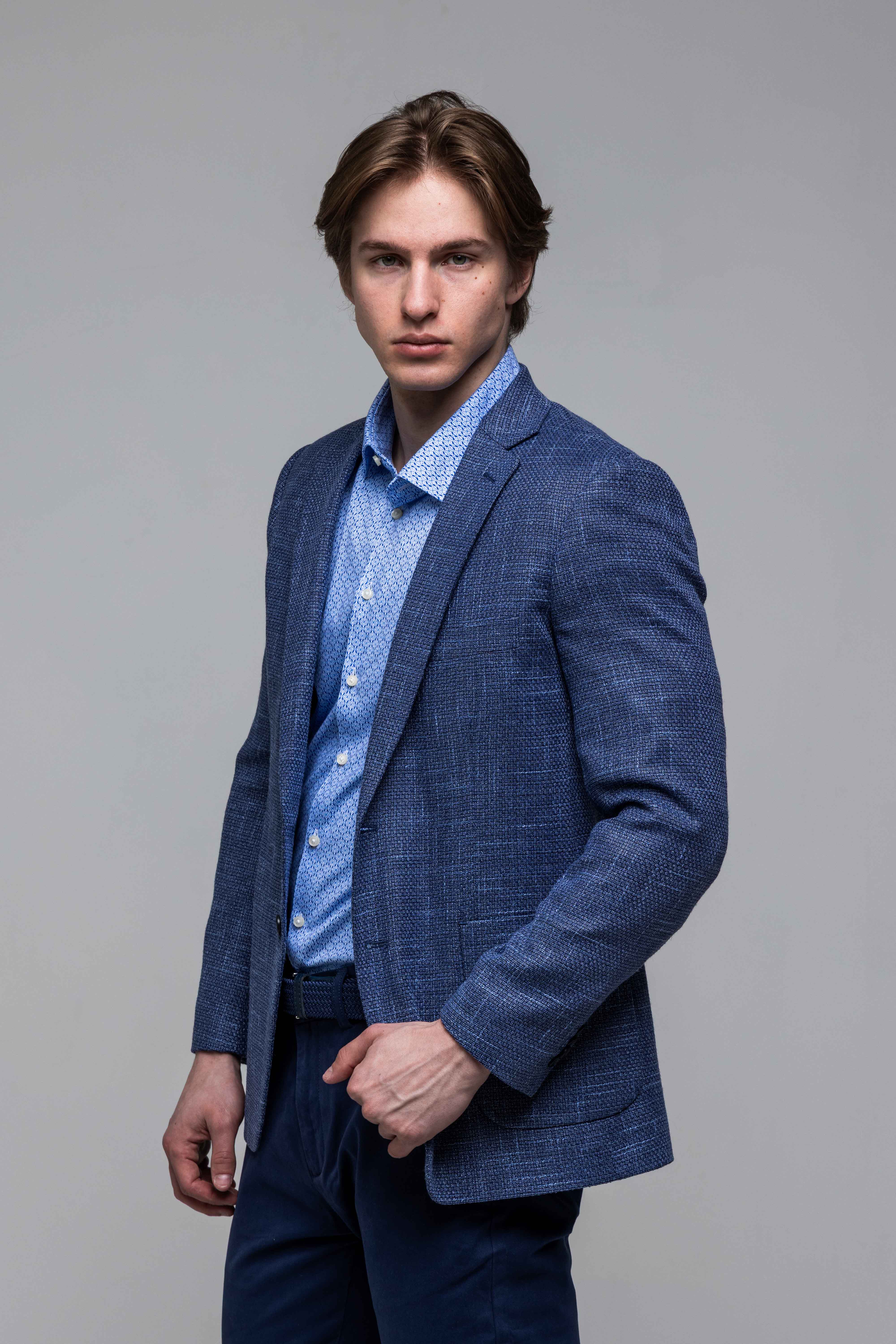 Modré letné Slim Fit sako