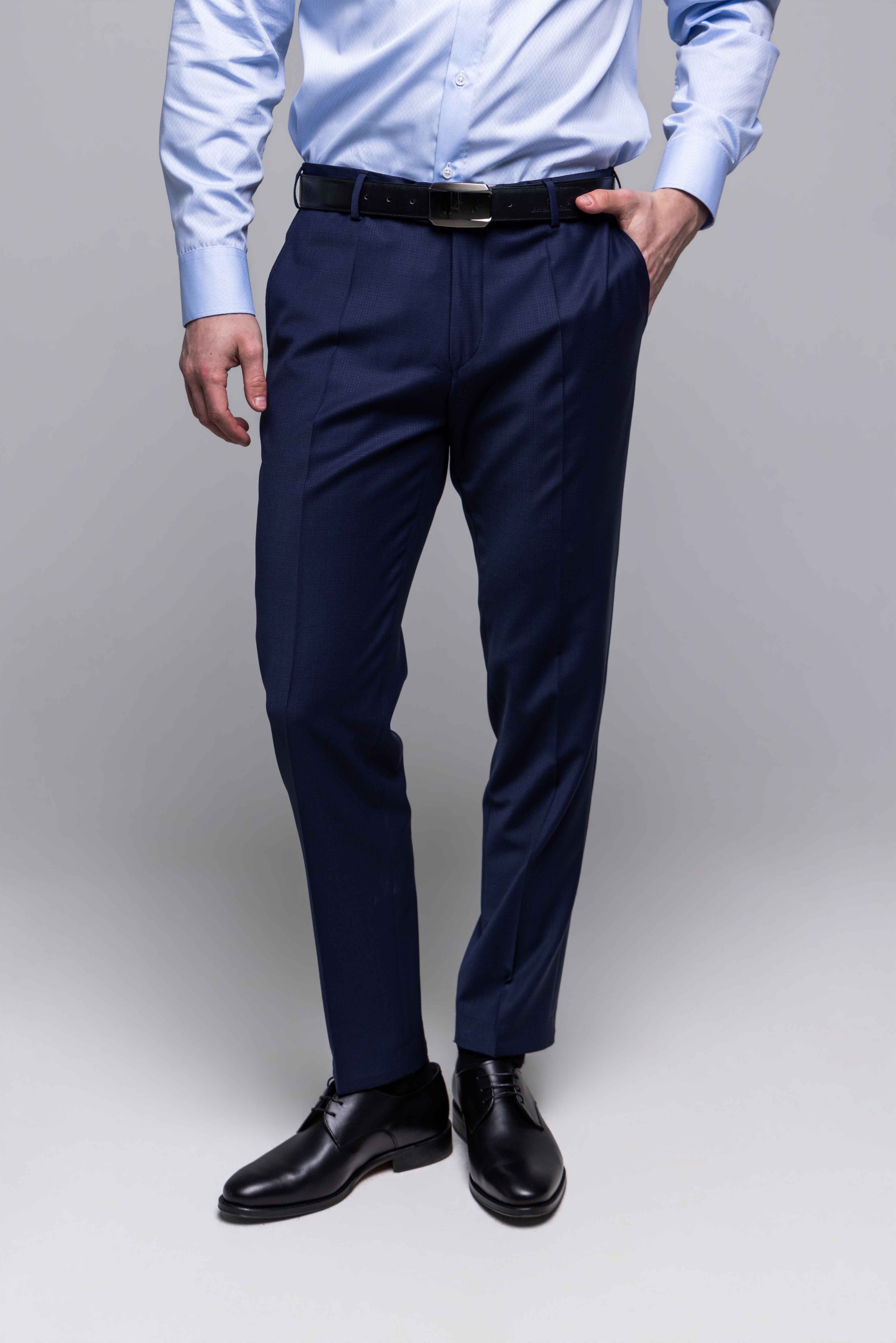 Tmavomodrý Slim Fit oblek s mikro vzorom