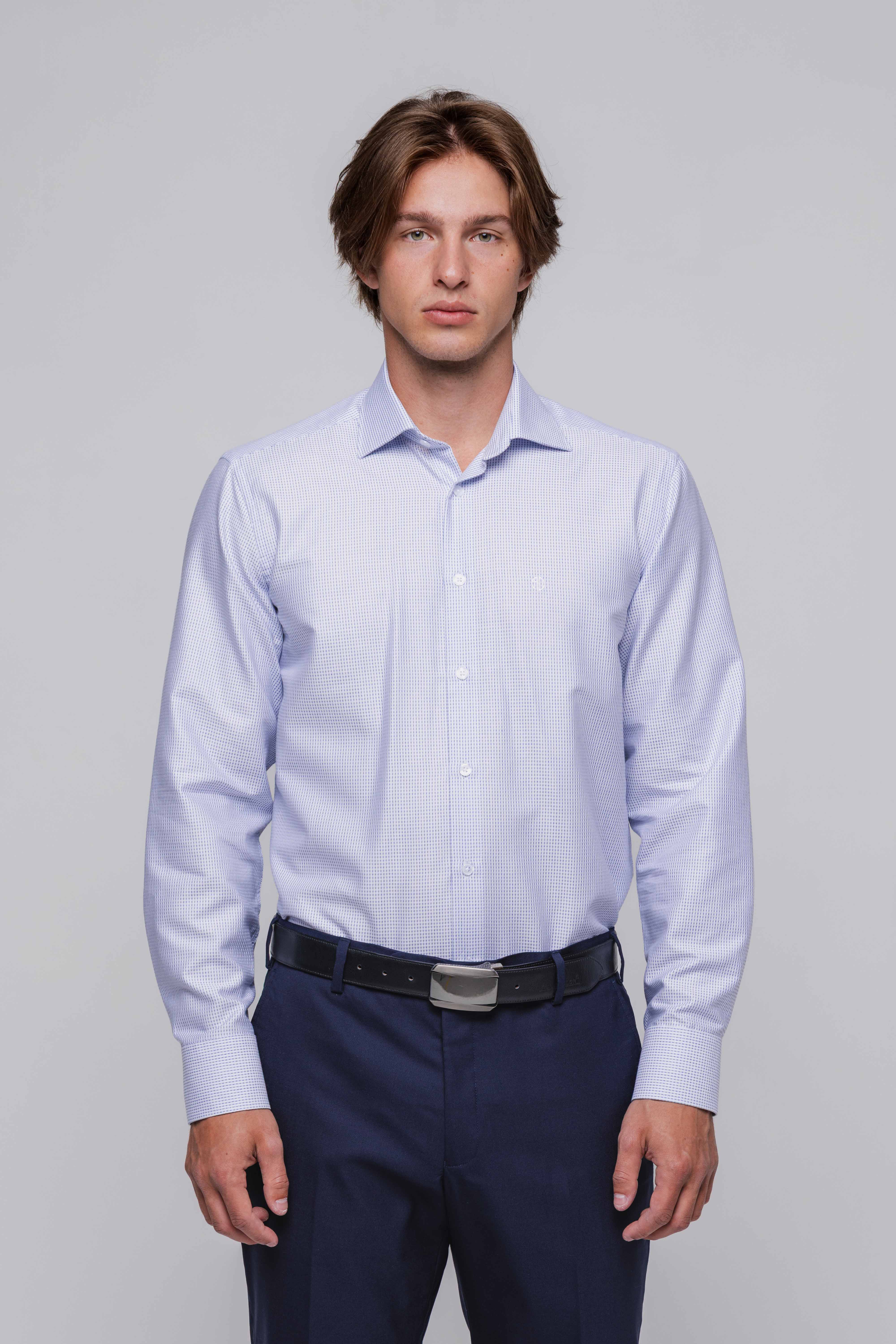 Biela Slim Fit košeľa s modrými pásikmi