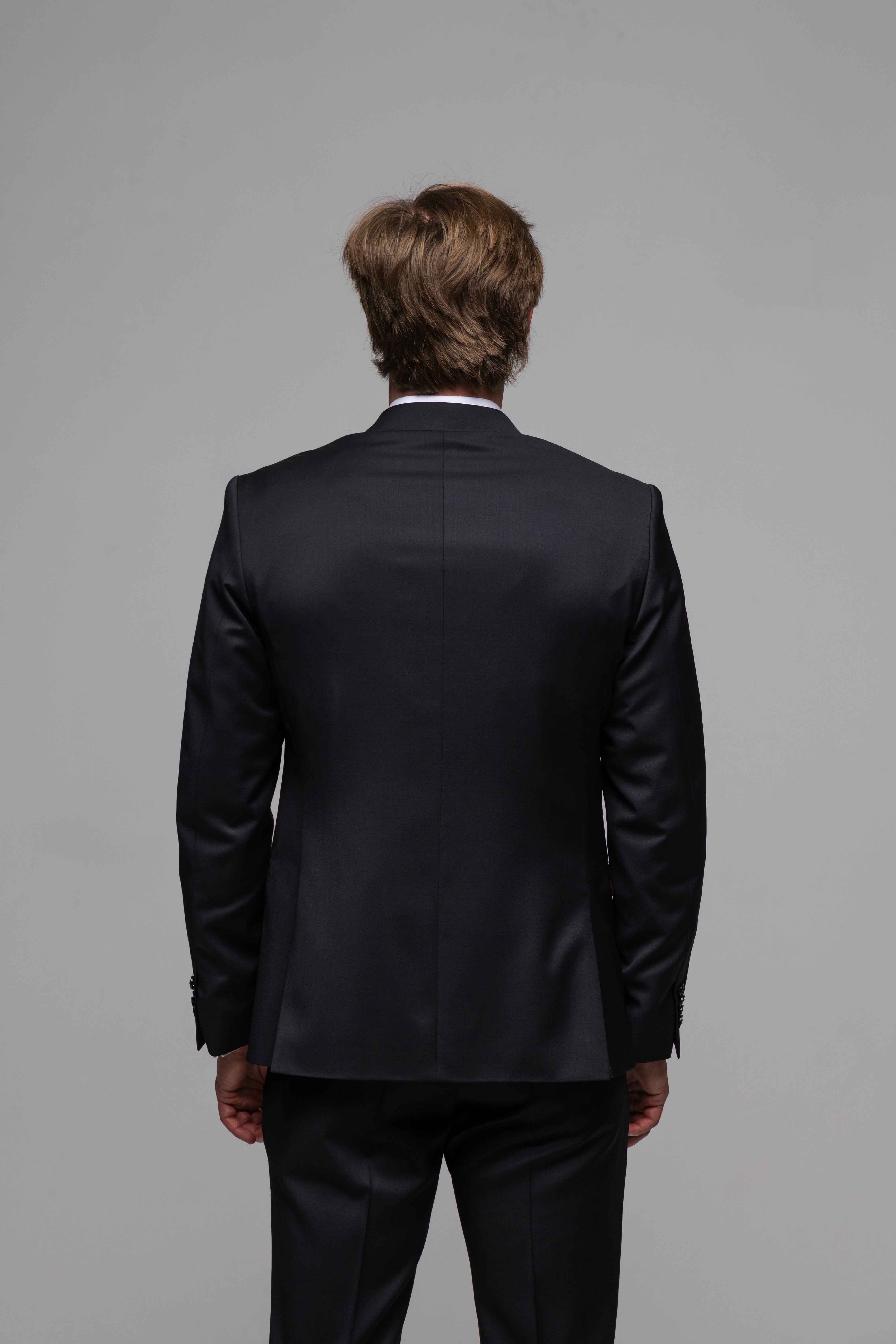 Black Slim Fit Wool Suit