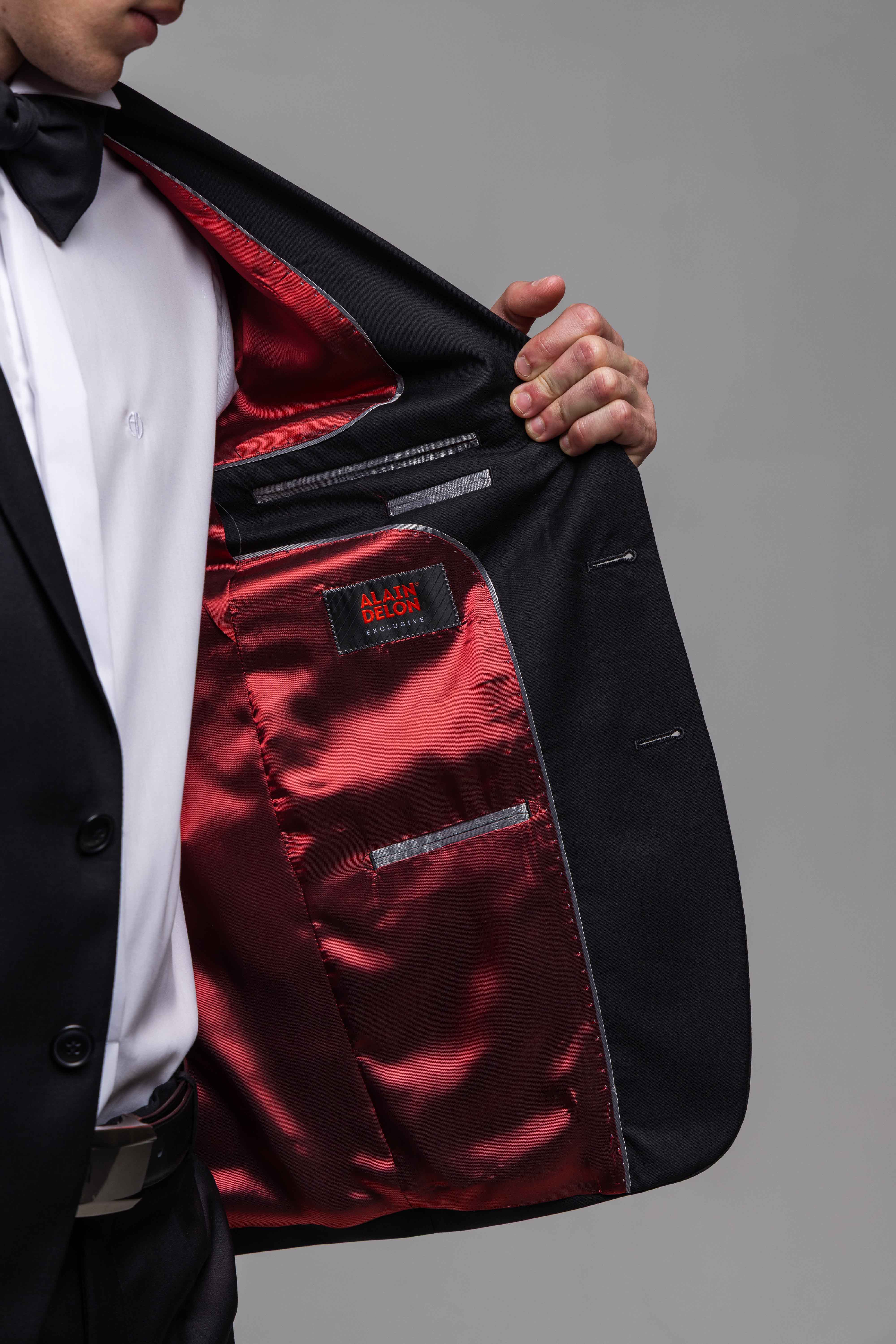 Black Slim Fit Wool Suit