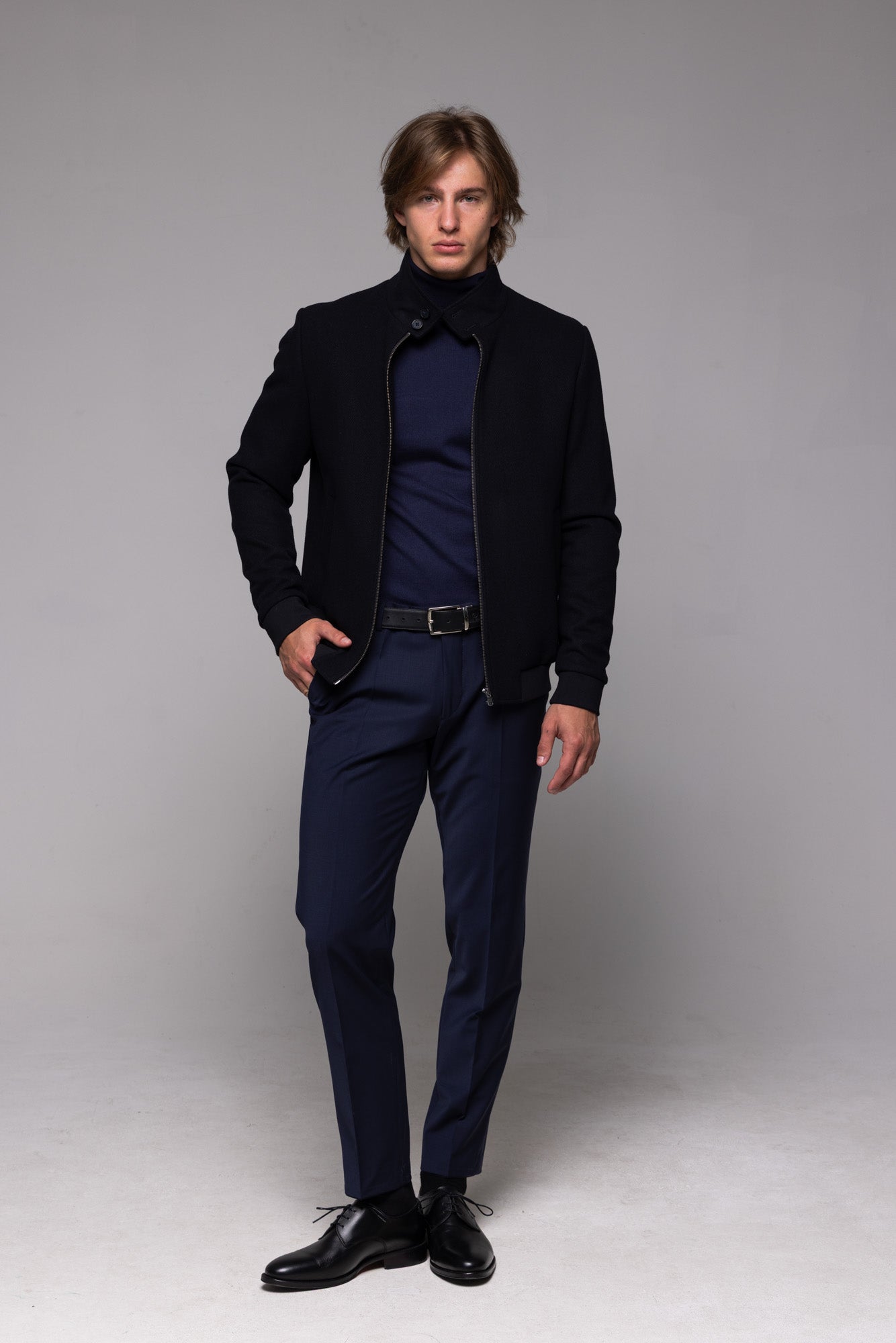 Black wool bomber jacket