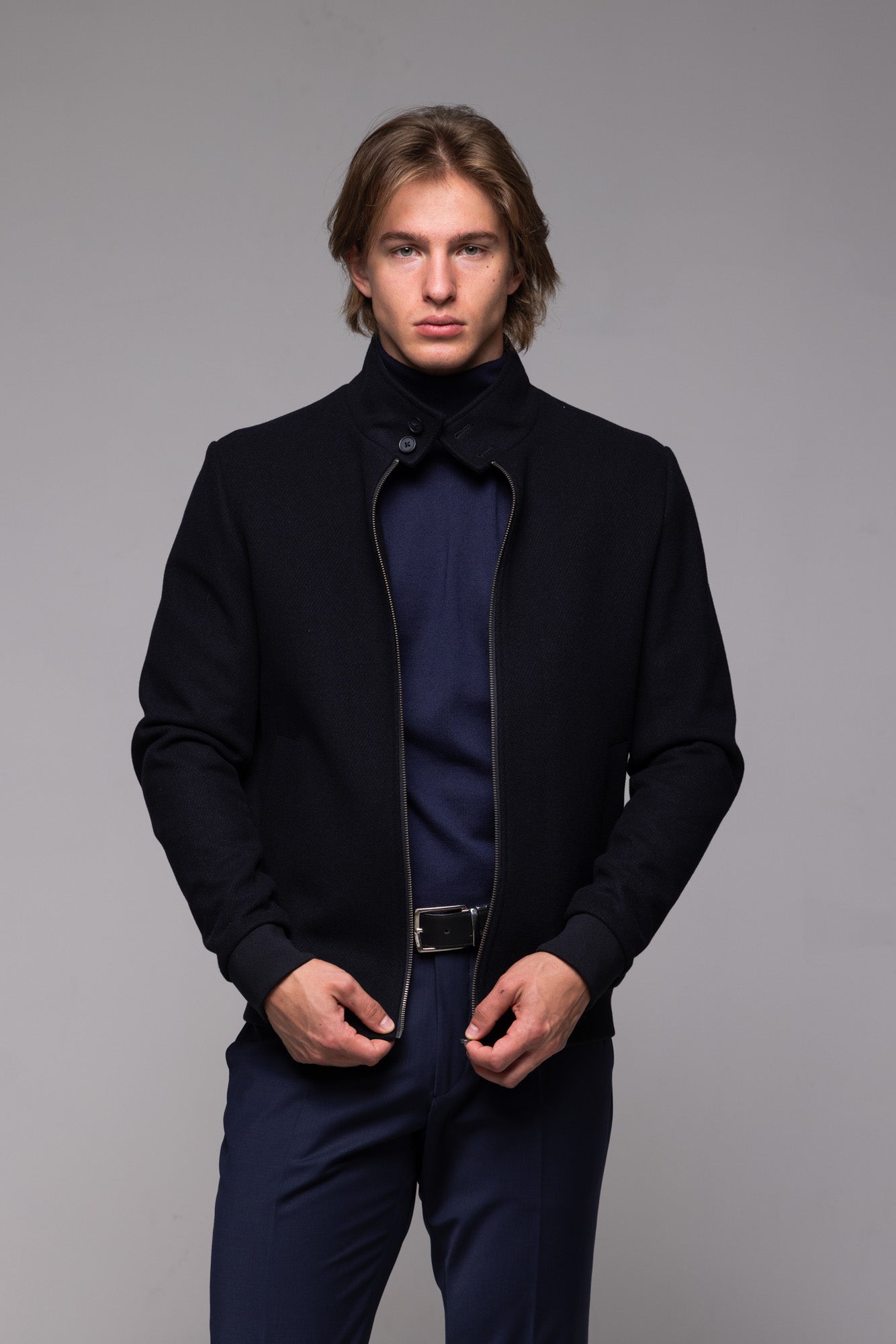 Black wool bomber jacket