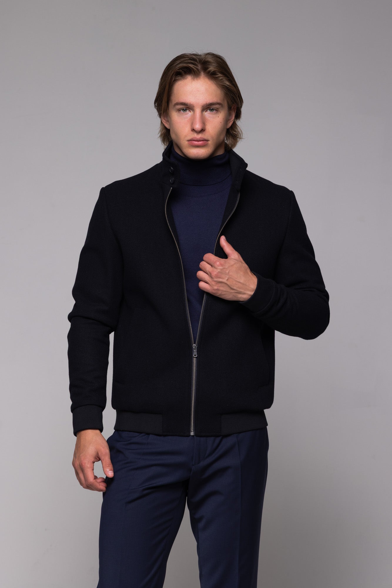 Black wool bomber jacket