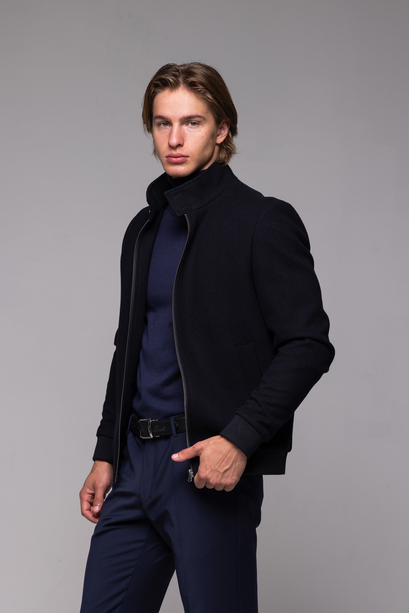 Black wool bomber jacket