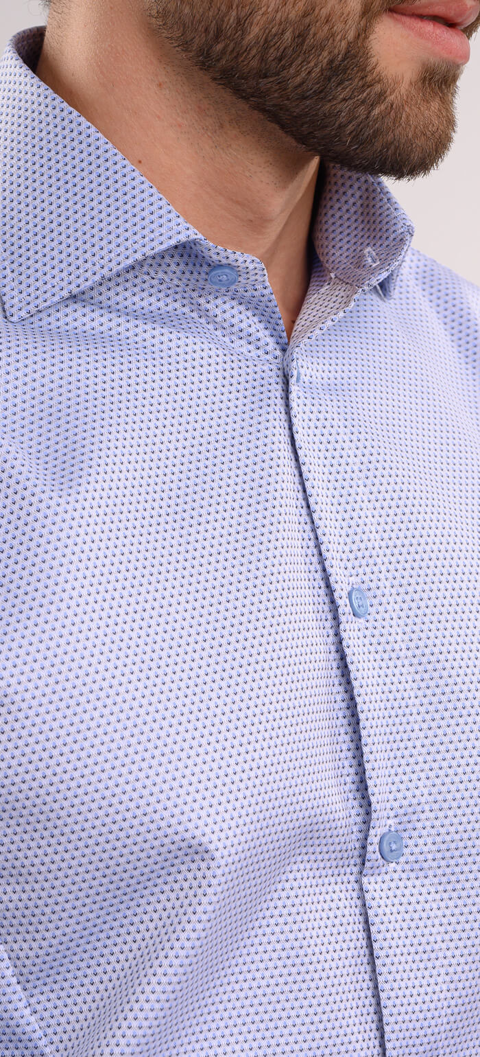 White Extra Sim Fit Shirt with Blue and Black Diamonds