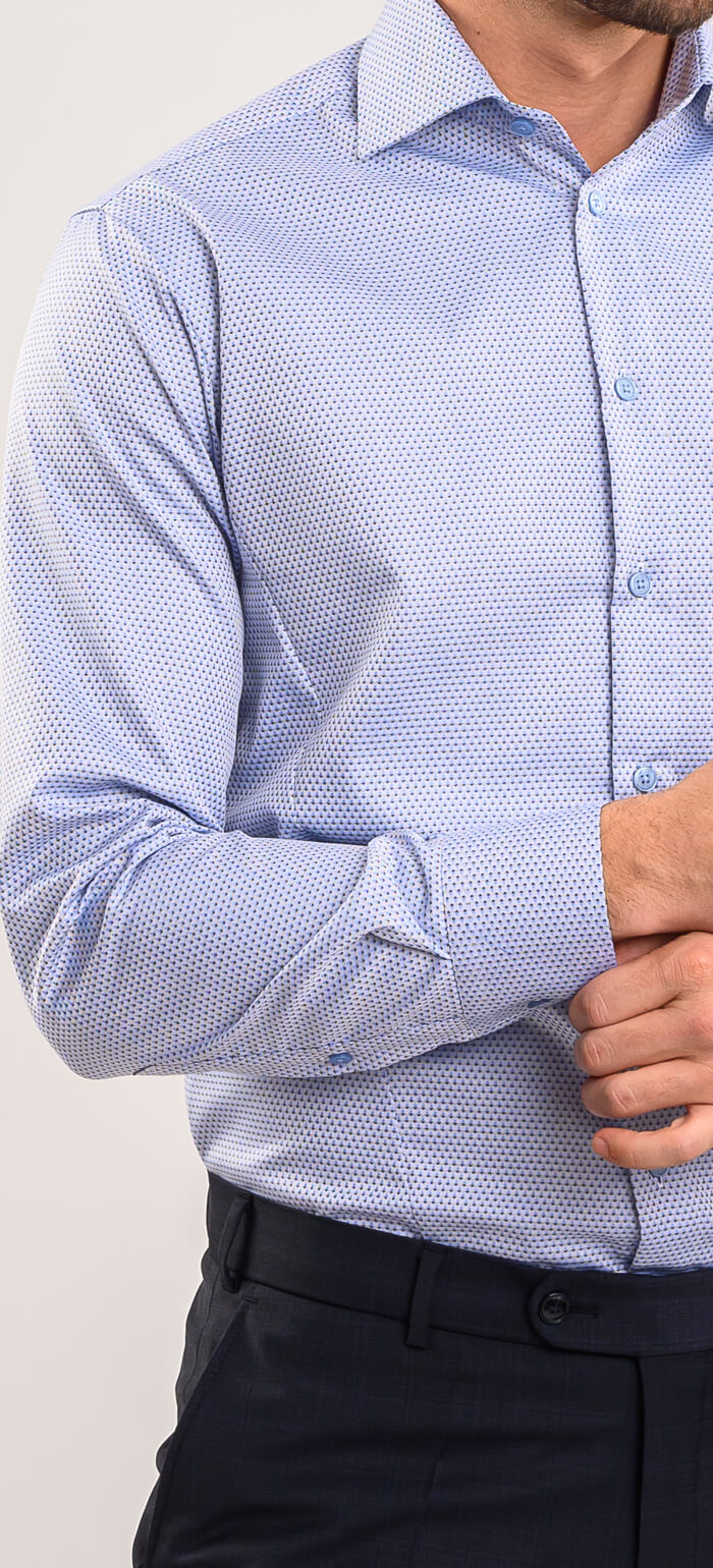 White Extra Sim Fit Shirt with Blue and Black Diamonds
