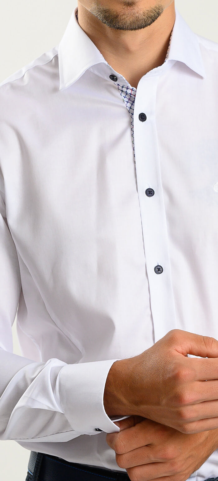 White Extra Slim Fit Shirt with Patterned Pleat