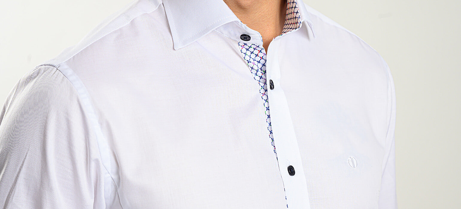 White Extra Slim Fit Shirt with Patterned Pleat