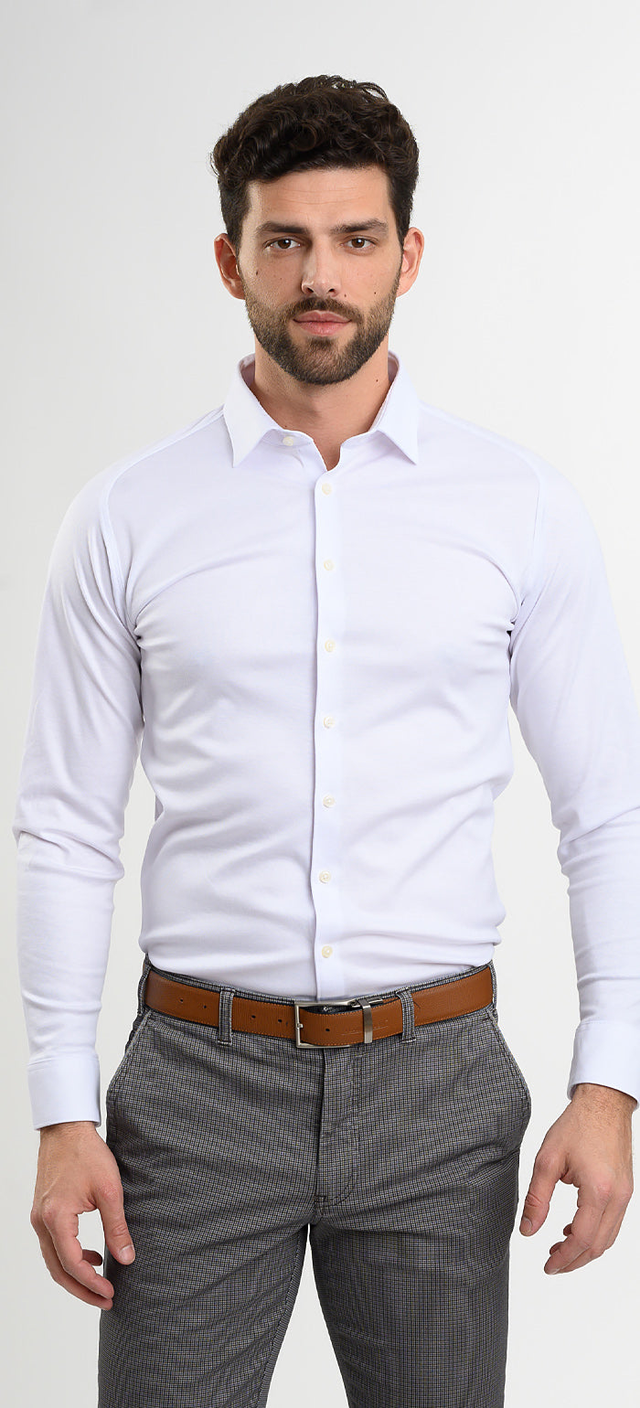 White stretch Extra Slim Fit shirt with anti-wrinkle treatment