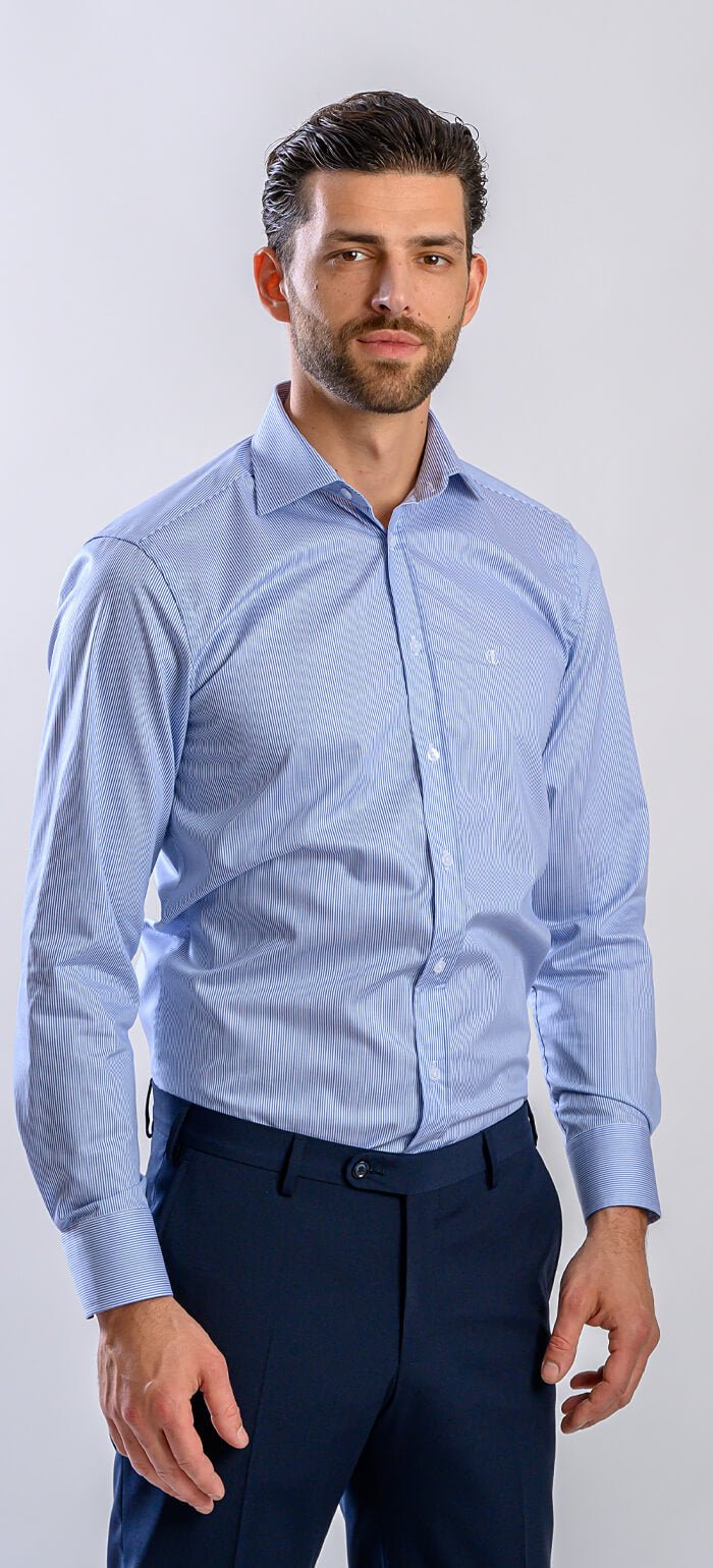 Bielo-modrá pásikavá Extra Slim Fit košeľa