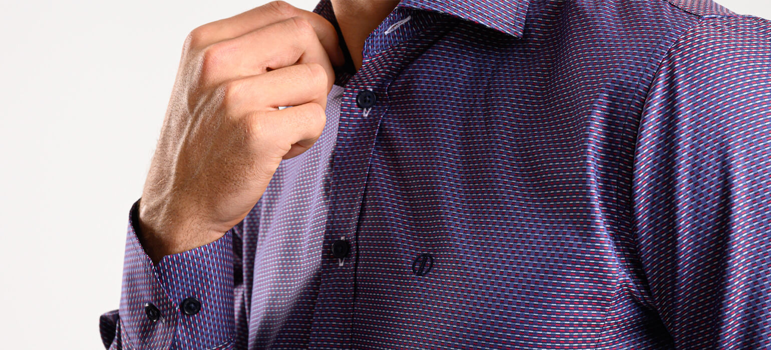 Purple Extra Slim Fit Shirt with Red and Grey Pattern