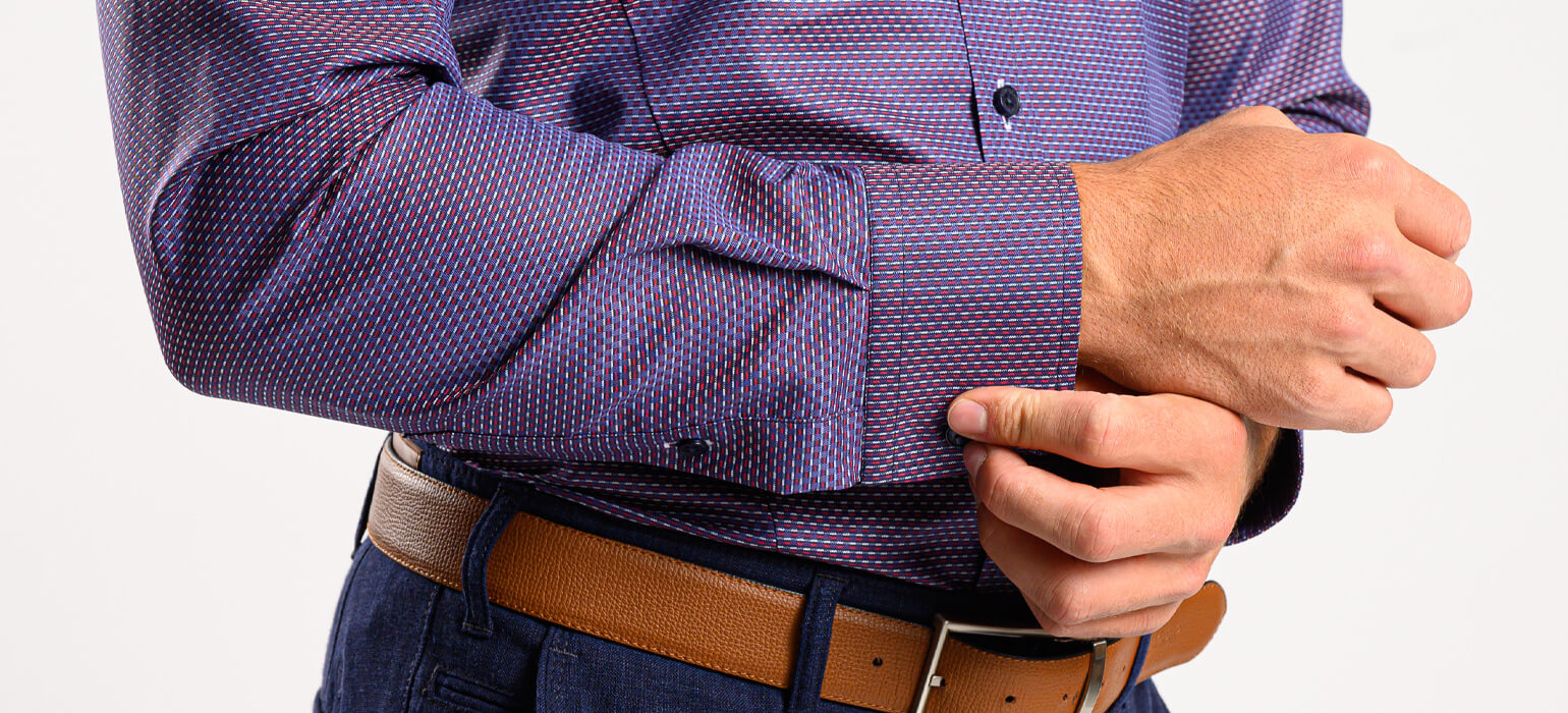 Purple Extra Slim Fit Shirt with Red and Grey Pattern