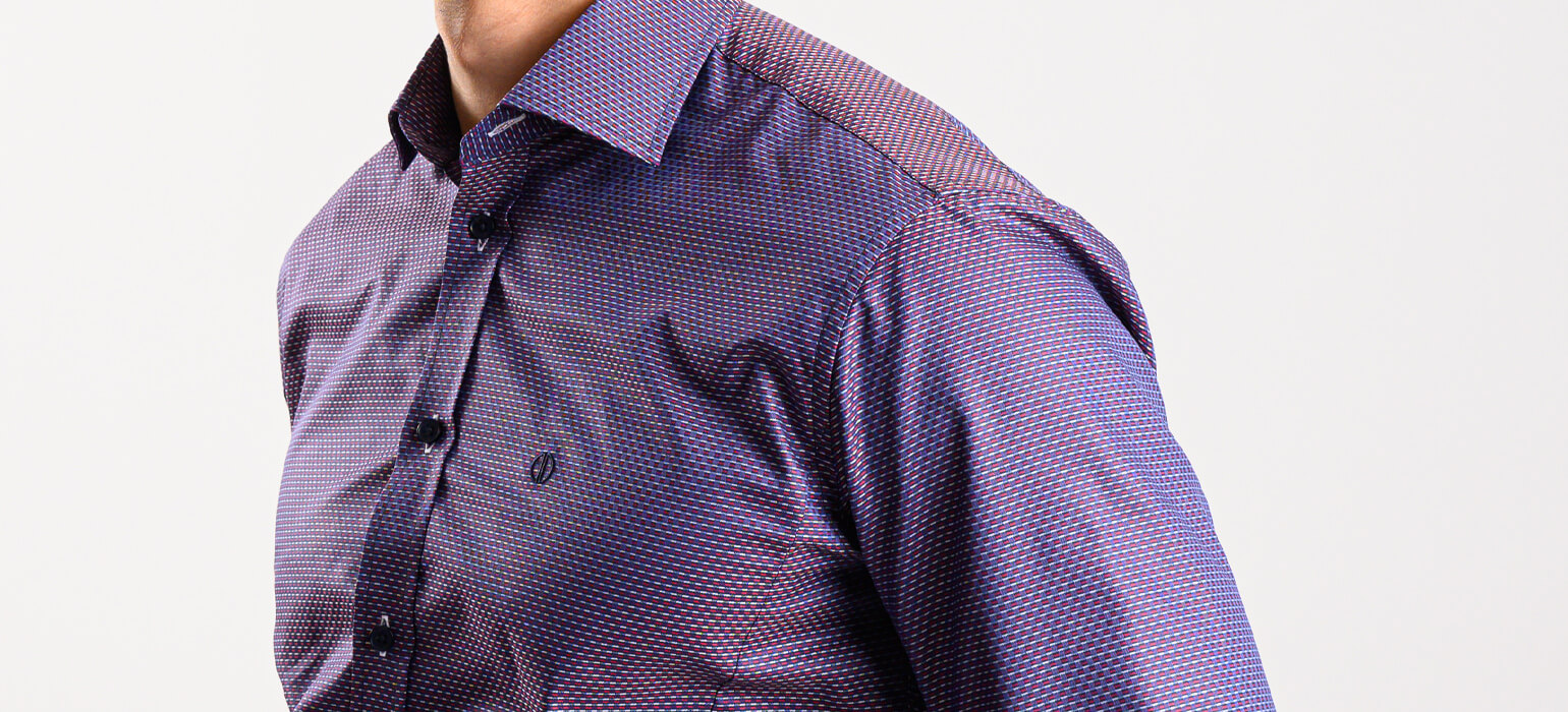 Purple Extra Slim Fit Shirt with Red and Grey Pattern
