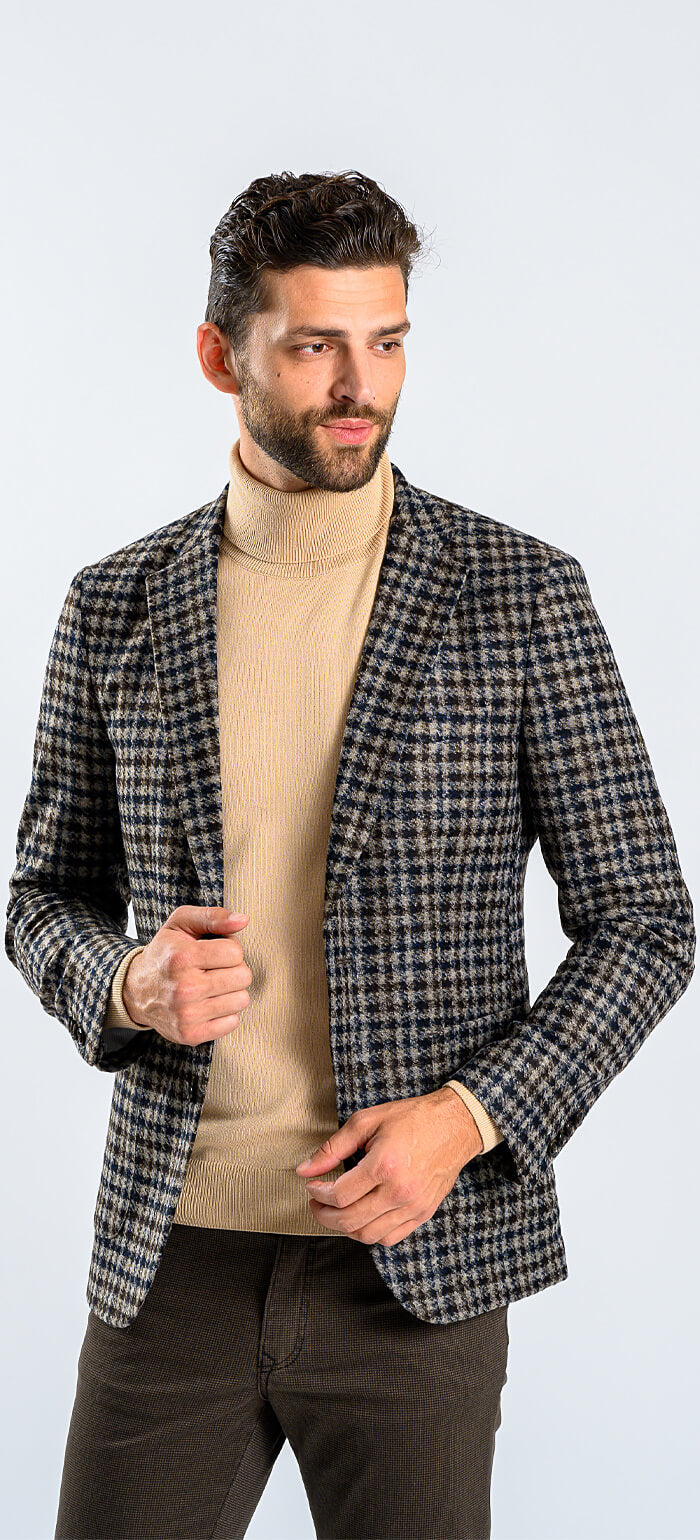 Brown jacket with a rooster print