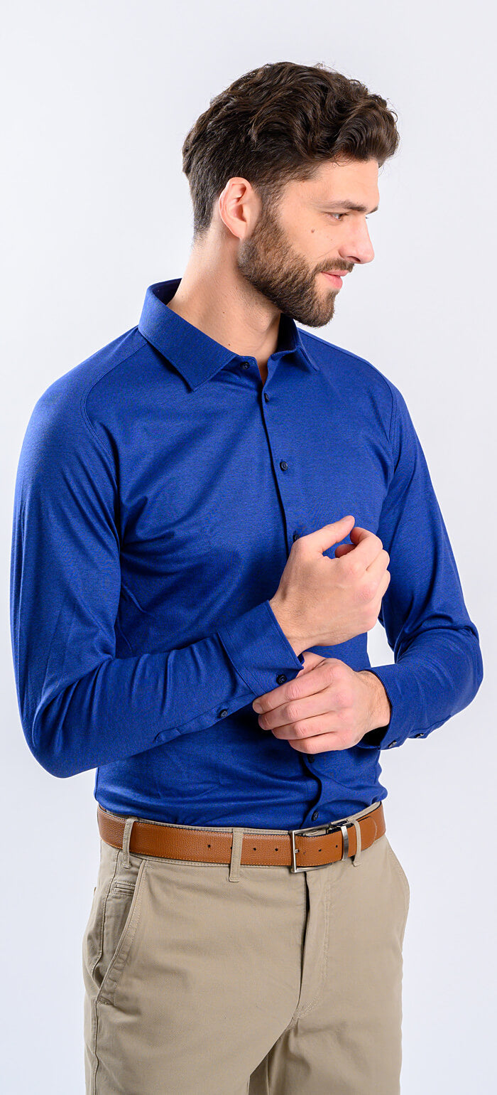 Kráľovská modrá strečová Extra Slim Fit košeľa s nekrčivou úpravou