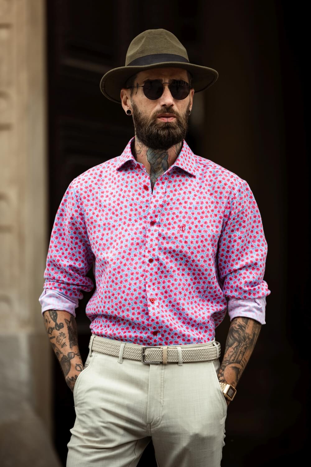Linen patterned Extra Slim Fit shirt