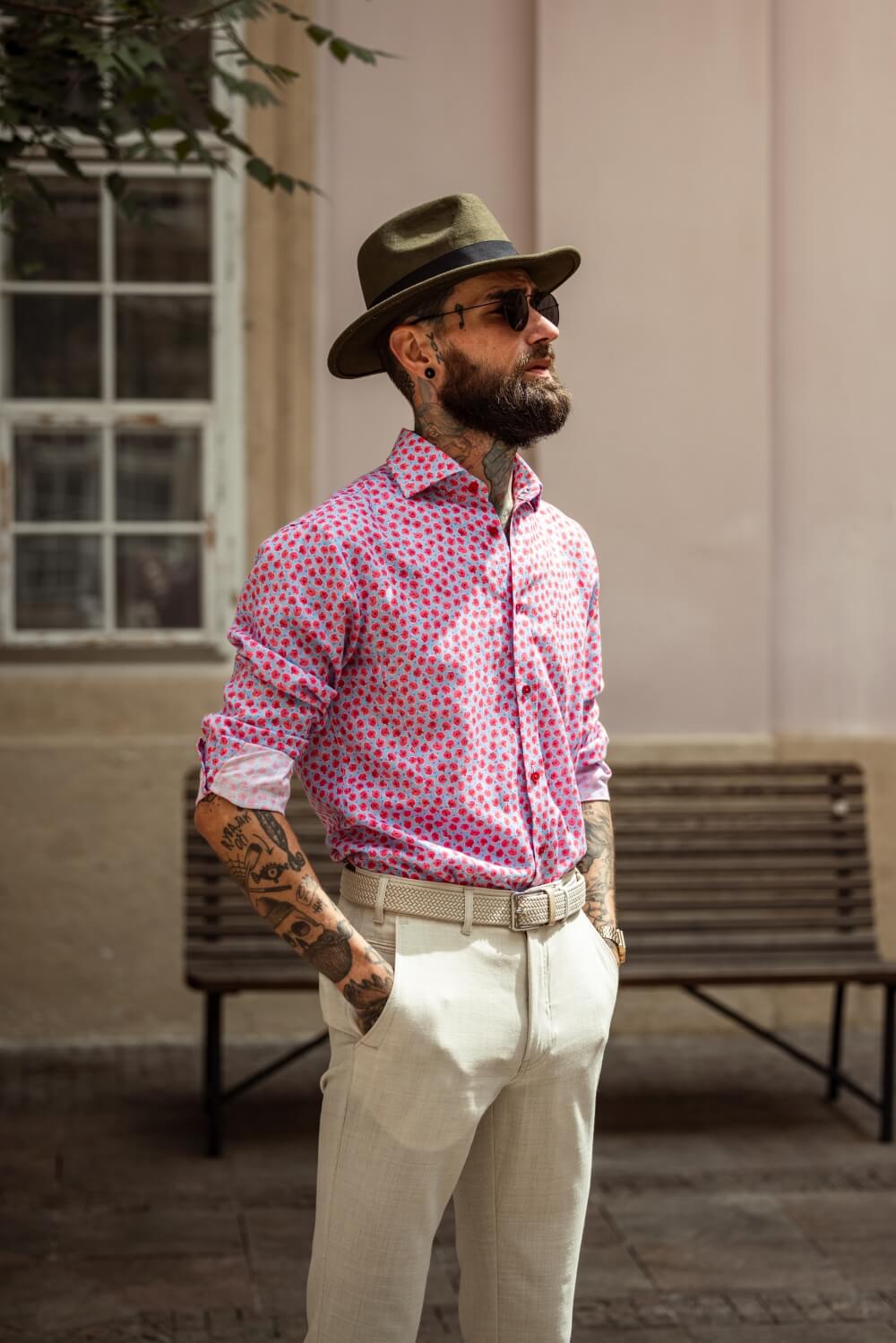 Linen patterned Extra Slim Fit shirt