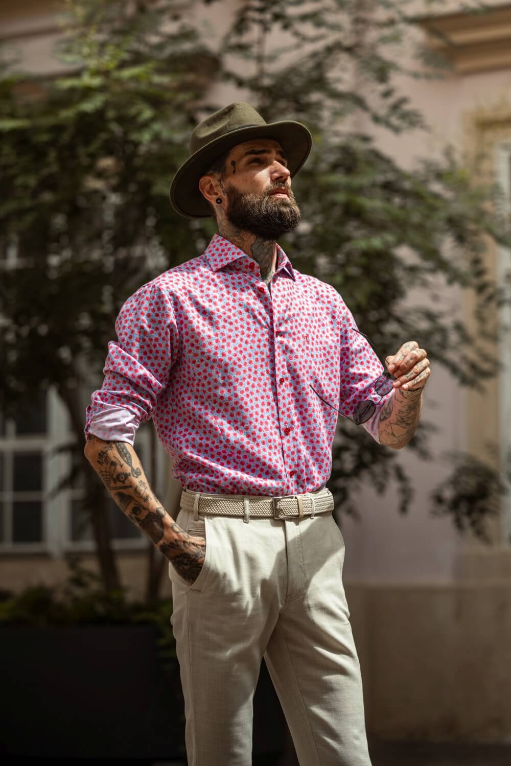 Linen patterned Extra Slim Fit shirt