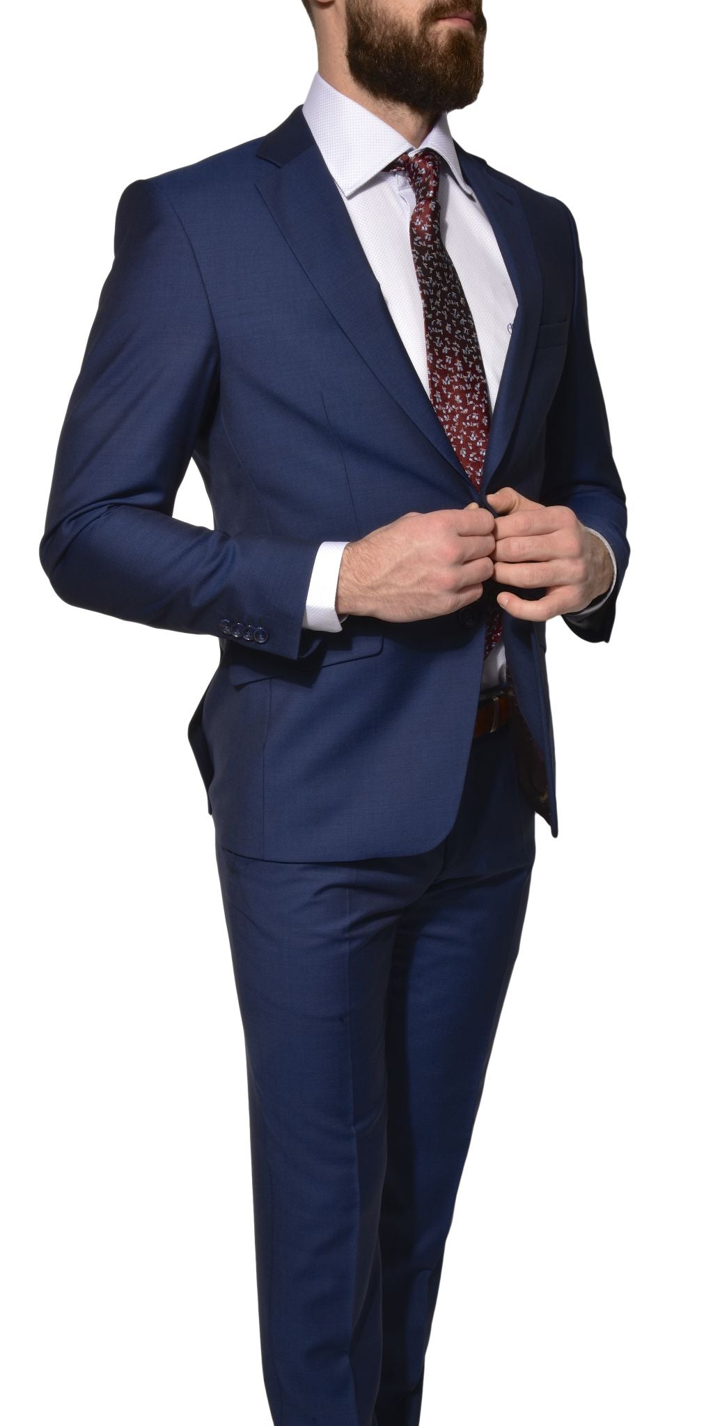 Modrý vlnený Slim Fit oblek
