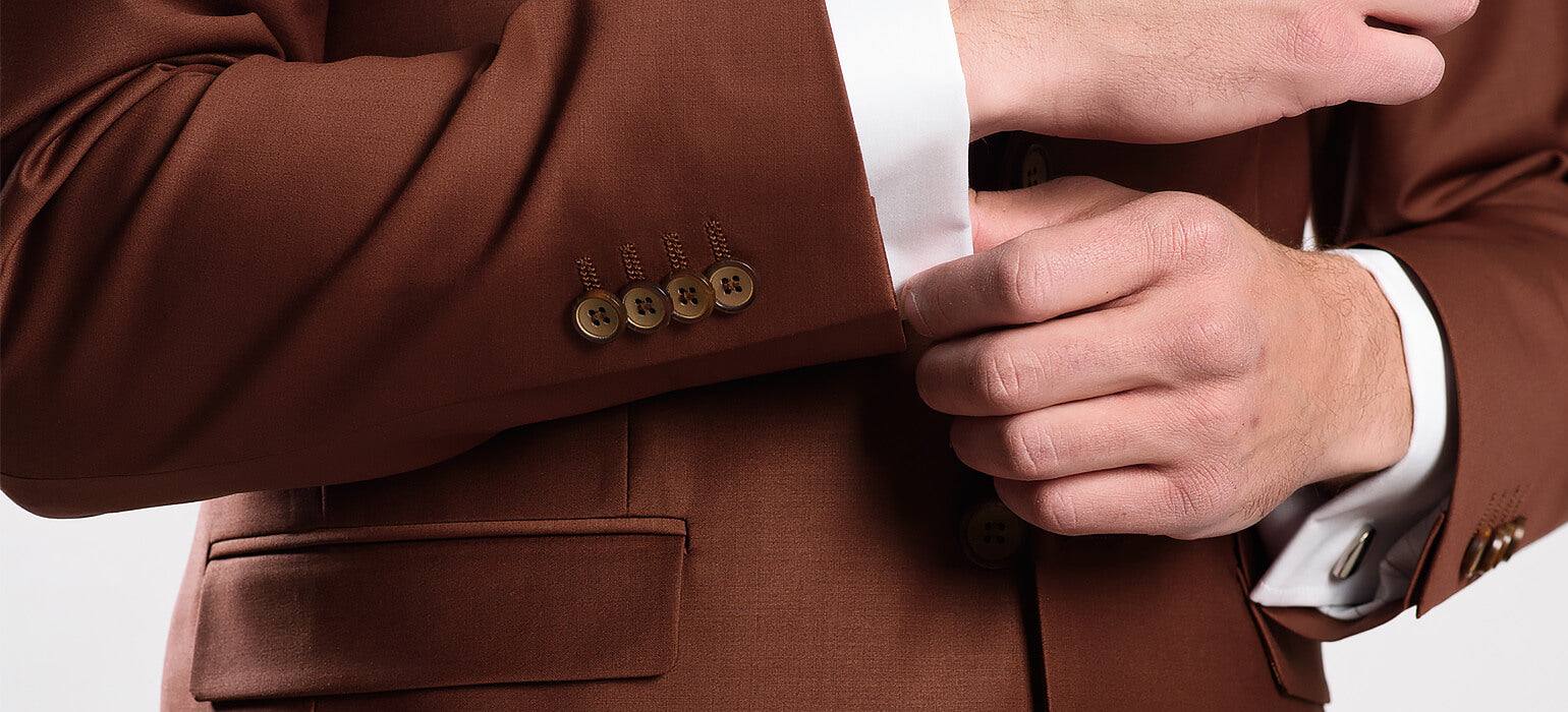 Škoricový svadobný Slim Fit oblek