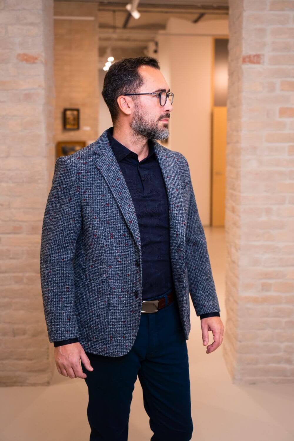 Navy blue cotton trousers