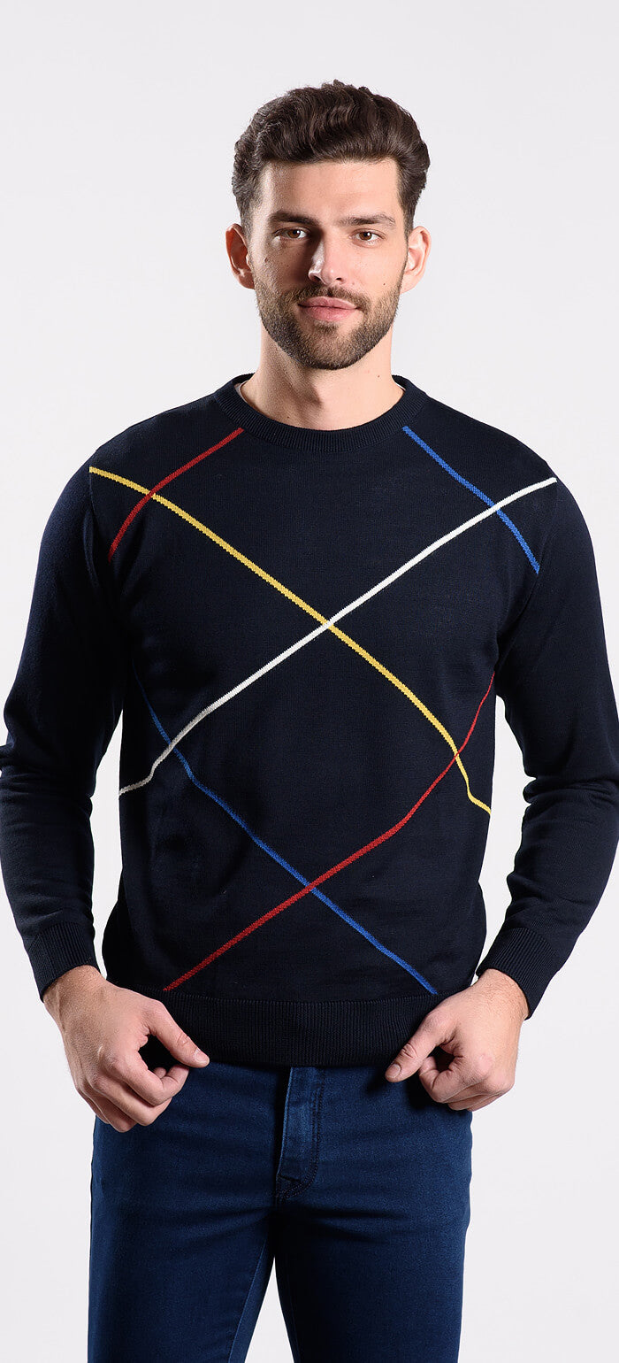 Navy blue patterned sweater